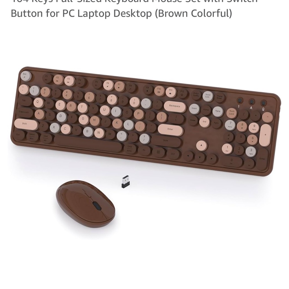 Wireless Brown and cream tan and grey Keyboard Mouse Combo